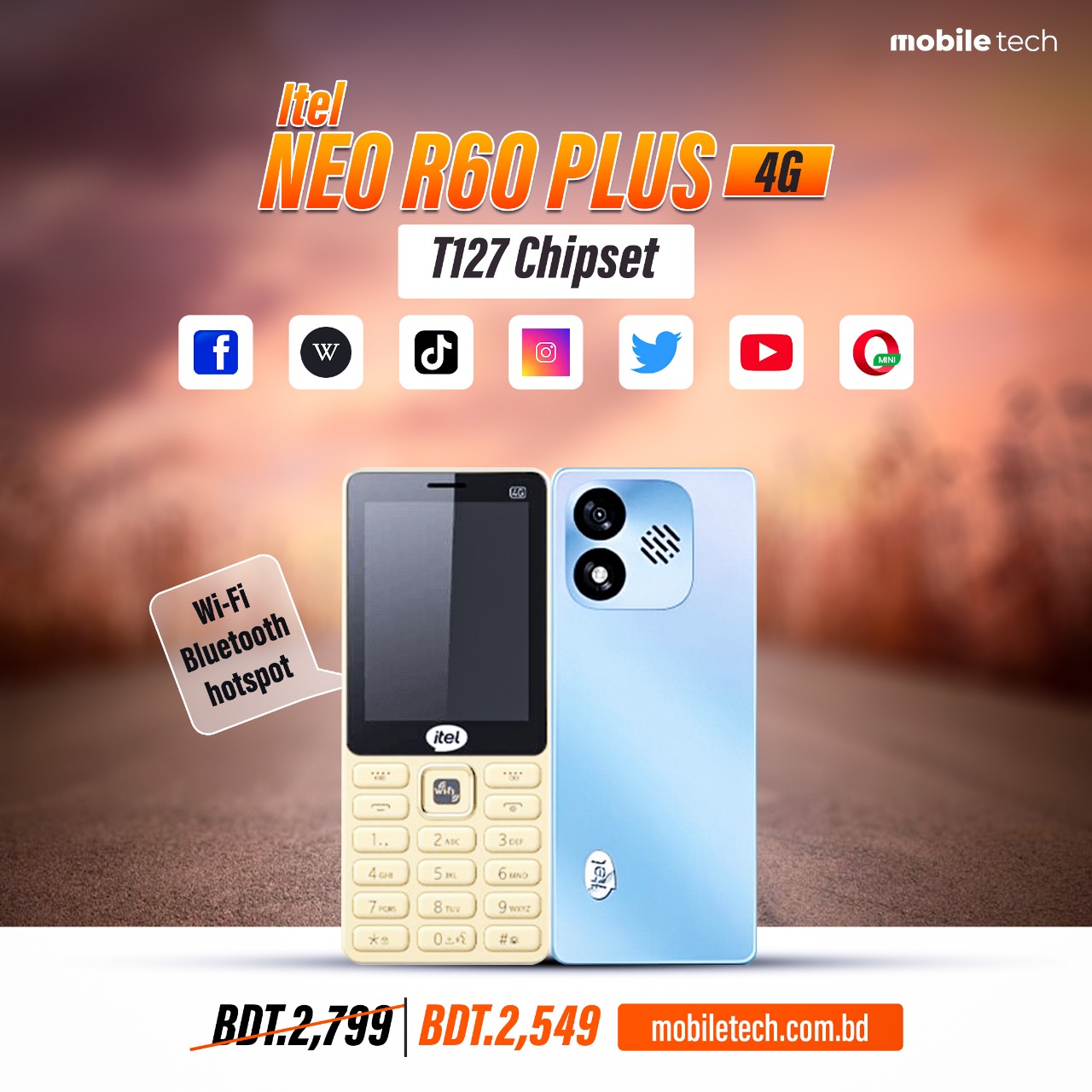 Itel NEO R60+ – 4G Smart Button Phone with WiFi Support